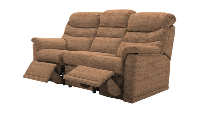 G Plan Malvern Fabric 3 Seater Sofa 3 Cushions Power Double Recliner