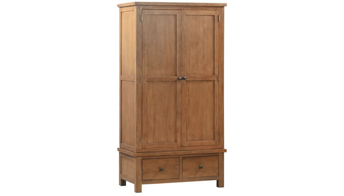 Signature Collection Dorridge Rustic Oak Bedroom Gents Wardrobe With 2 Drawers