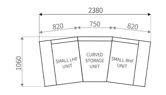 G Plan Hurst Leather Armless Curved Storage Unit