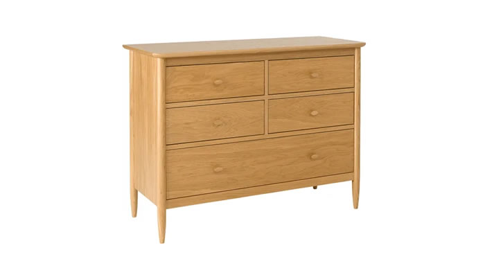 Ercol Teramo Bedroom 5 Drawer Wide Chest
