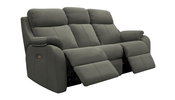 G Plan Kingsbury Leather 3 Seater Power DBL Recliner Headrest Lumbar