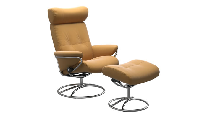 Stressless Berlin Leather Chair Swivel Recliner with Stool (AH)